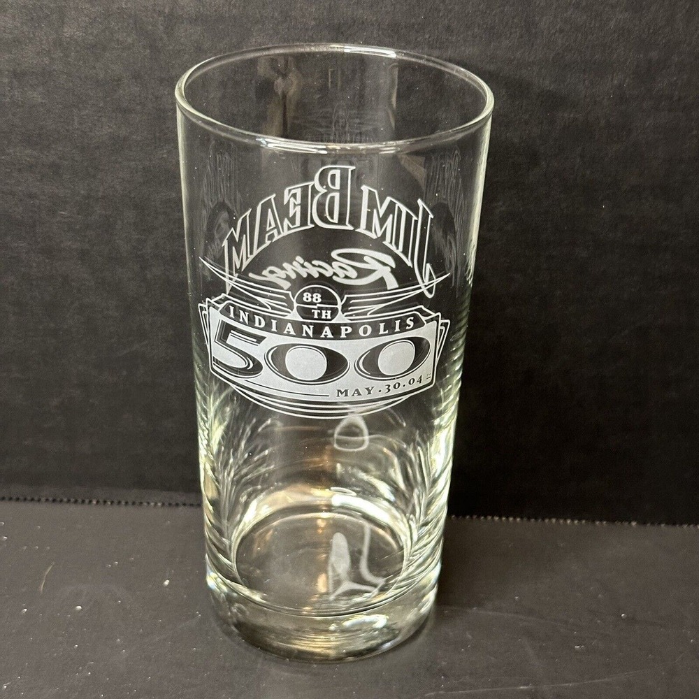 Jim Beam Racing 88th Indianapolis 500 Indy 2 sided Drink Glass Tumbler 5/30/2004